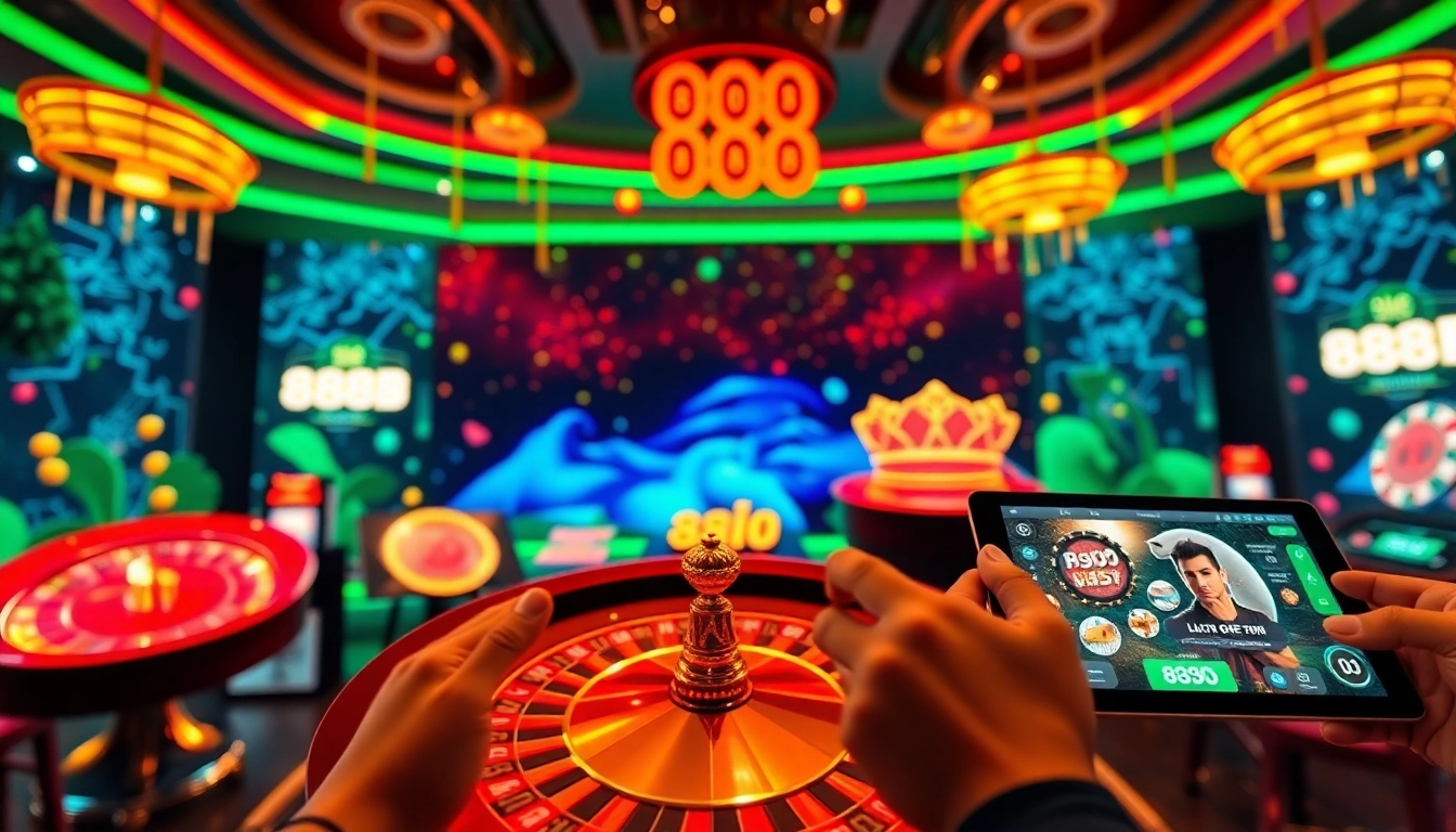 Vibrant online gambling scene with 888b.rodeo branding, showcasing engaging gaming experiences.